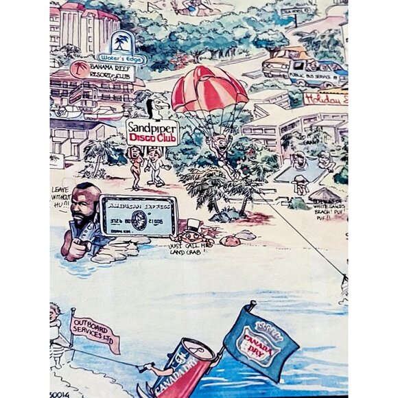 Vintage Freeport Lucaya Grand Bahama Poster Map Print - Picture 5 of 7